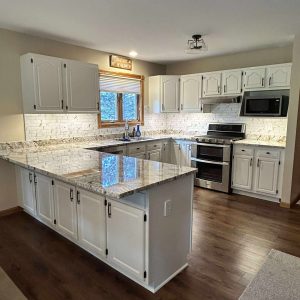 Kitchen Cabinet Painting and Backsplash Removal in Crown Point